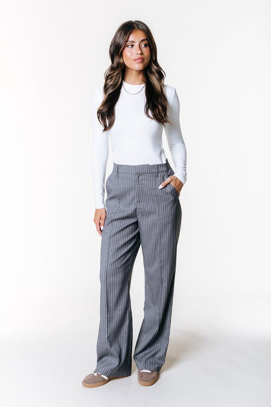 Colourful Rebel - Rus Stripe Straight Pants Elastische Tailleband - Dames - Broeken