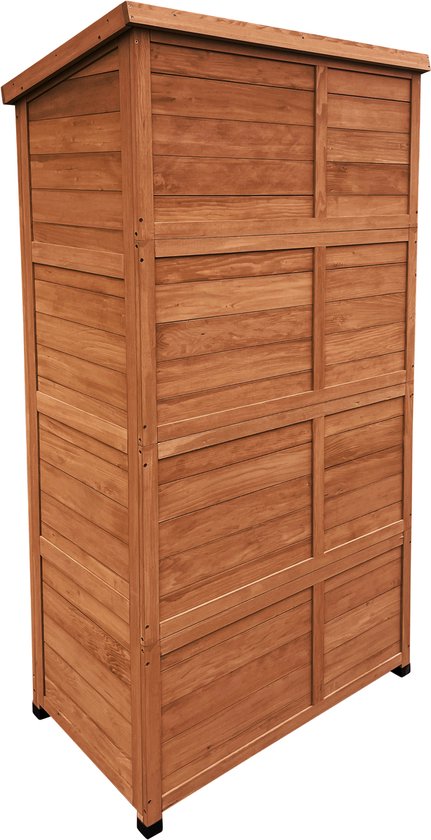 AXI Hugo houten opbergkast Coffee Bruin - Tuinkast met Verzinkt dak - 3 legplanken en bodem - FSC hout - Magneetsluiting - 85x52x174cm