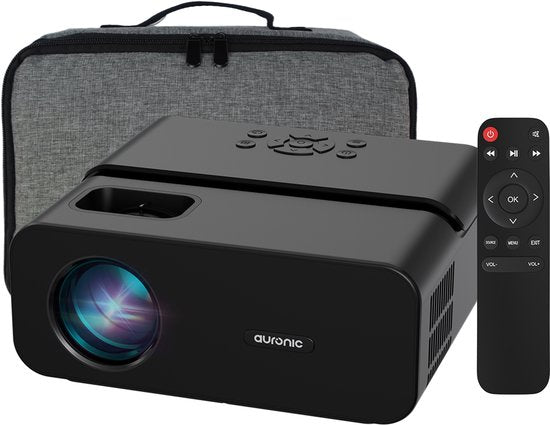 Auronic Beamer 10.000 Lumen - 1080P Full HD Streamen vanaf je telefoon - WiFi - Smart Mini Projector - HDMI-kabel - Afstandsbediening - Zwart