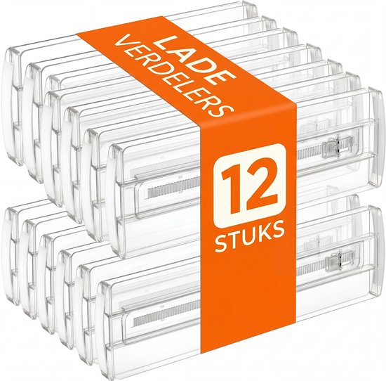 Posity Ladeverdeler - Verstelbaar & Uitschuifbaar - 12 Stuks - Lade Organizer - Voor Keuken, Slaapkamer & Kleding - Kunststof - Transparant