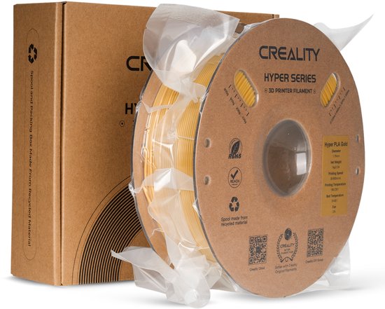 Creality Hyper PLA 3D-Printer Filament 1,75 mm - Universeel - 1 kg - Snel Printen tot 600 mm/s - Klitvrij Gewikkeld - Goud