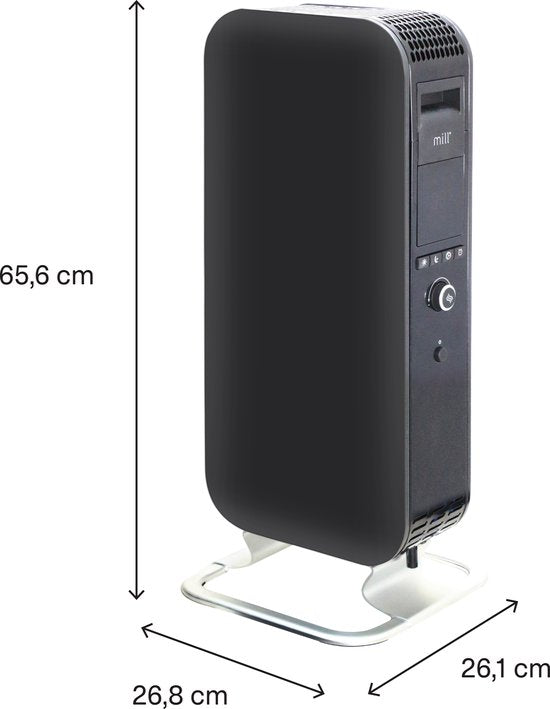 Mill AB-H1000DN BLACK - design olieradiator - 1000 Watt - droogt de lucht niet uit - stil - zwart - 5 jaar garantie