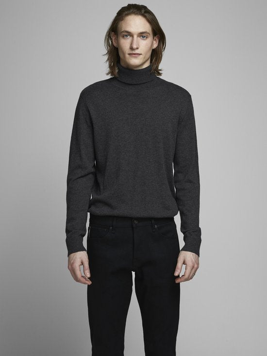 Jack & Jones - Heren Trui Emil Knit Roll Neck - Grijs - Maat XXL