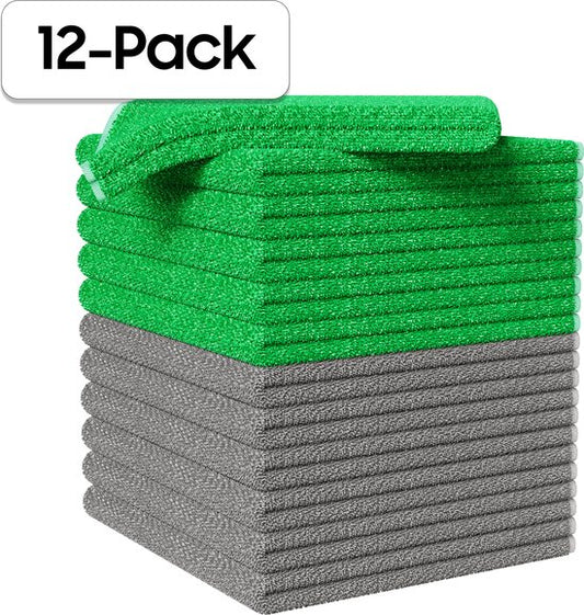 Gandria Microvezeldoekjes - 12 Stuks - Schoonmaakdoekjes - 30 x 30 cm - Vaatdoekjes - Microvezel - Wasbare Reinigingsdoekjes - Huishouddoekjes