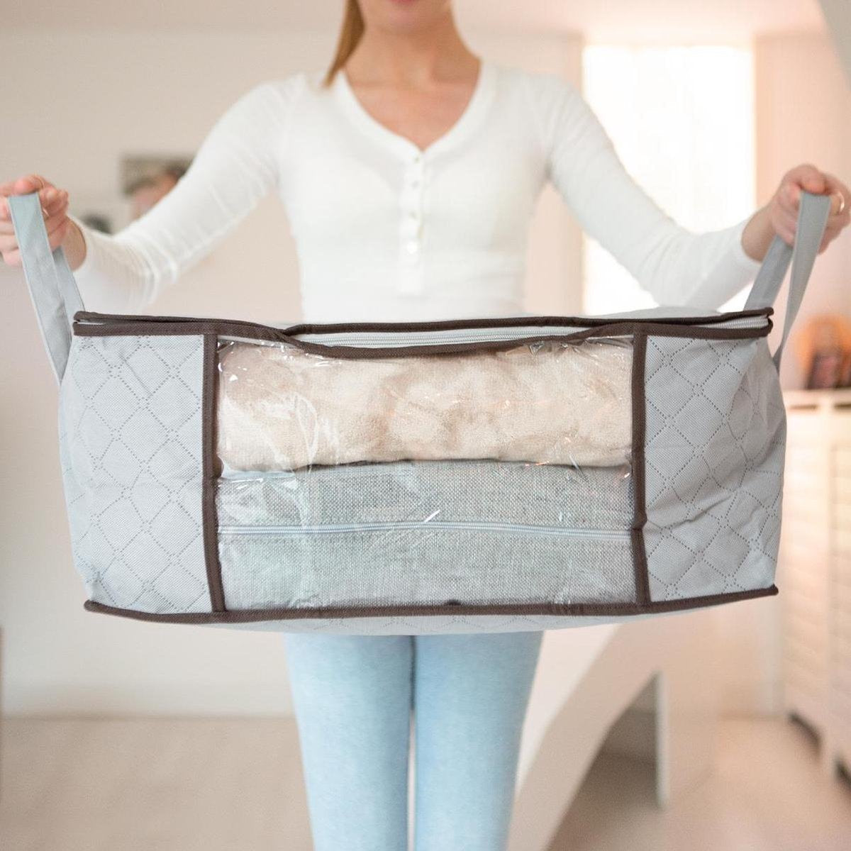 LifeGoods Opbergtas en Organizer - 4x 50L - 54x25x39 cm - Textiel - Grijs