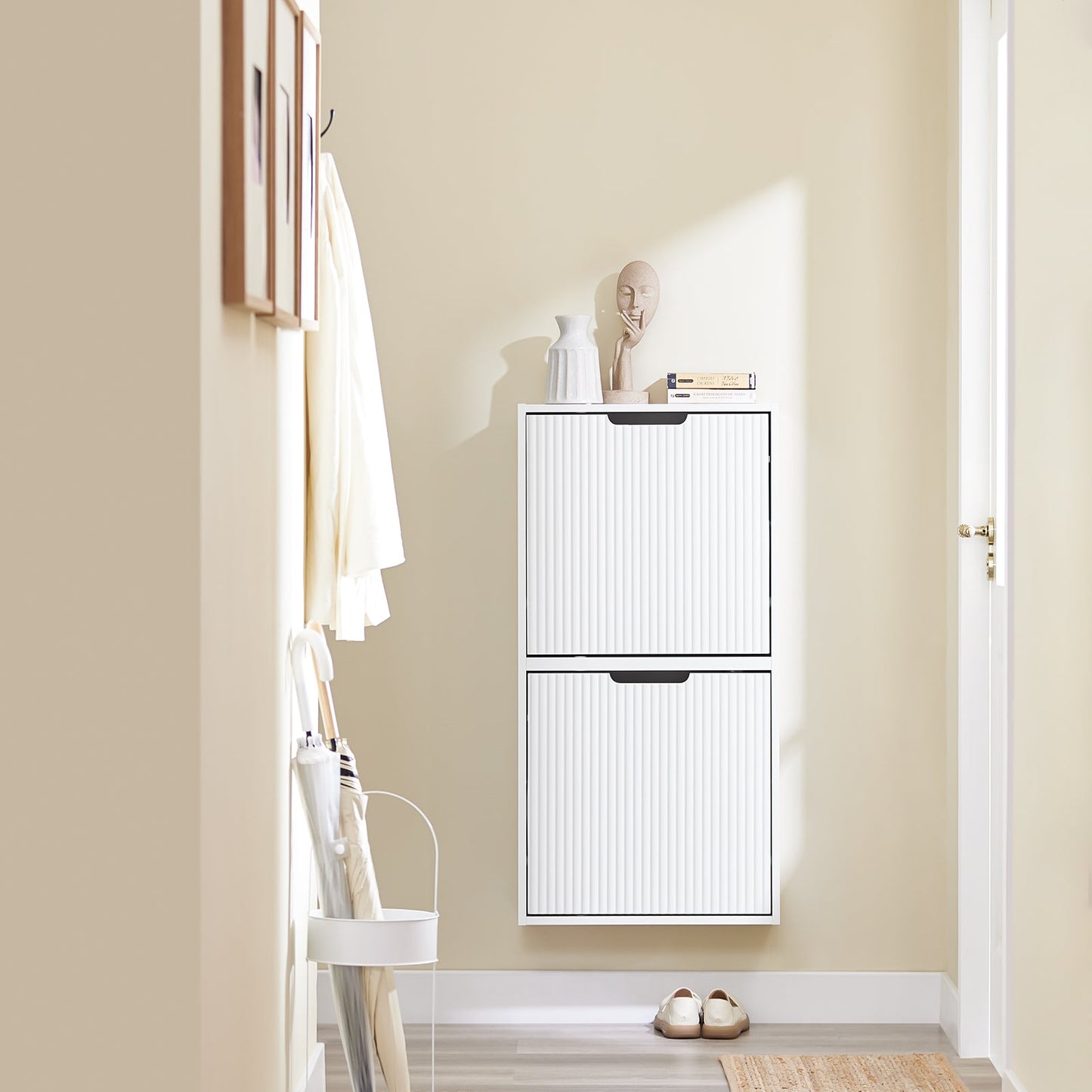 sobuy schoenenkast - 50 × 19 × 100 cm - wit – ultradun & flexibel te monteren
