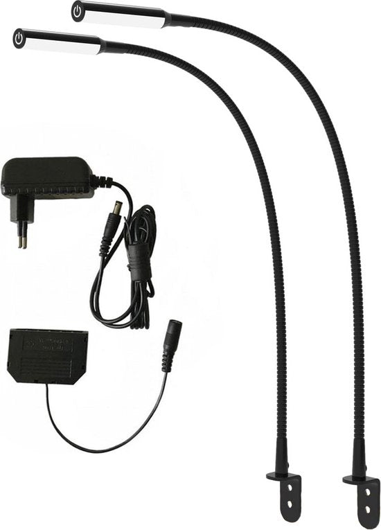 Realight LED Leeslamp voor Bed Set van 2 - 58 cm - Zwart - Dimbaar Bedlampje met Touchbediening en 2,5 Meter Snoer