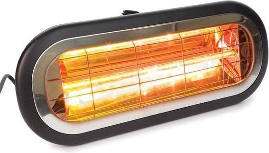 Perel Terras-/parasolverwarmer, 2000 W, low glare, met aan-/uitschakelaar, beugel voor plafond- en wandmontage, spatwaterdicht, 1 warmteniveau, metaal, zwart