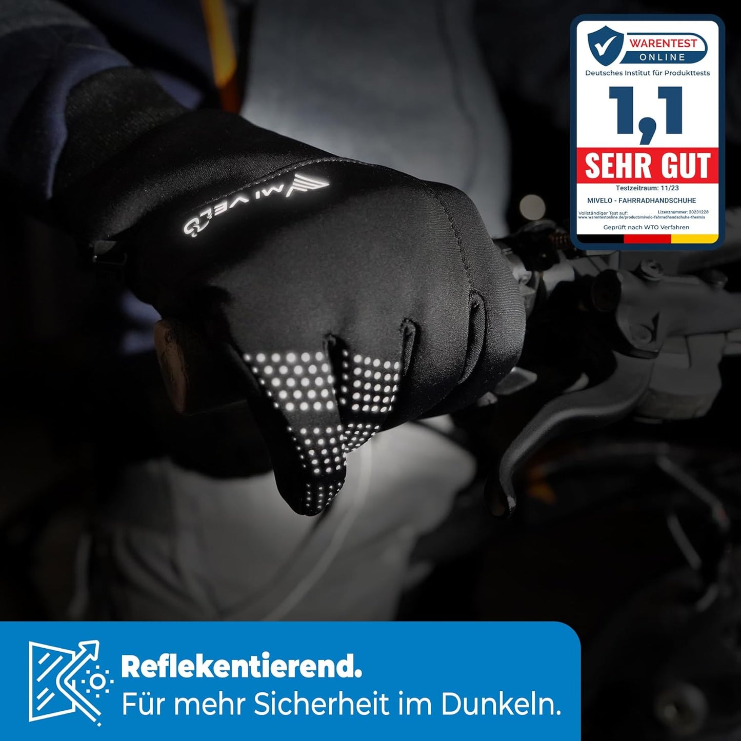 MIVELO Fietshandschoenen VELORIDER - Wind- en Waterdicht - Werkt met Touchscreens - Zwart - Maat L