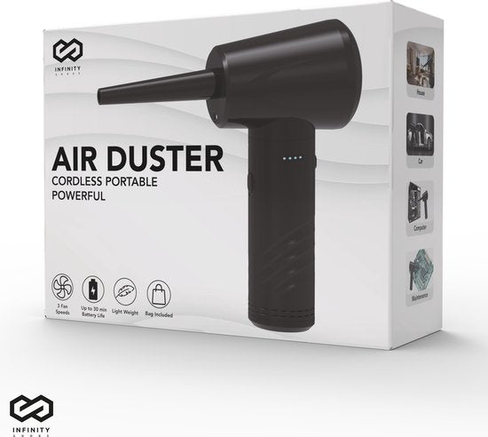 Infinity Goods 4-in-1 Luchtblazer - Perslucht - 53K RPM - Blazen En Zuigen - Gecomprimeerde Lucht - Draadloos En Oplaadbaar - Zwart