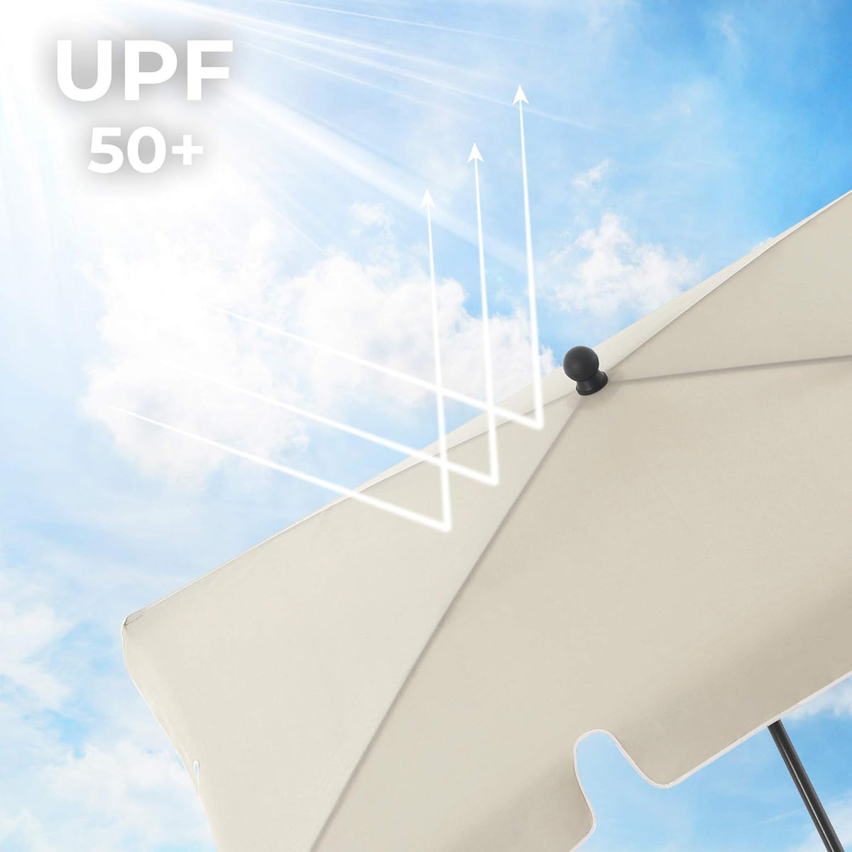 SONGMICS Rechthoekige Balkonparasol 200 x 125 cm, Beige, UV-bescherming tot UPF 50+, Kantelbaar