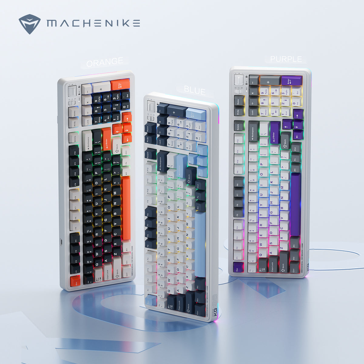 Machenike KG98 mechanisch gamingtoetsenbord - US QWERTY - paars/goud
