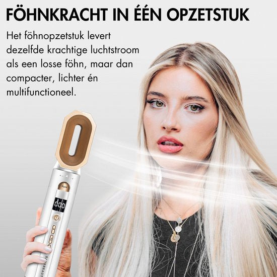 Sansbeauté® 8-in-1 Airstyler met Diffuser - Multistyler - Fohnborstel Kort Haar - Föhnborstel - Haarstyler - Haardroger - Warmteborstel - Krulborstel - Krultang - Stijlborstel - Roterende Kabel