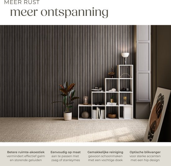 tectake® Akoestische Panelen - Set van 4 - Akoestisch Wandpaneel - 50 x 110 cm - 2,2 m² - Wandpanelen met Aanpasbare Grootte - Lattenwand van MDF en Houtfineer - Geluidsisolatie - Stijlvolle Wanddecoratie - Eenvoudige Montage - Eiken Grijs