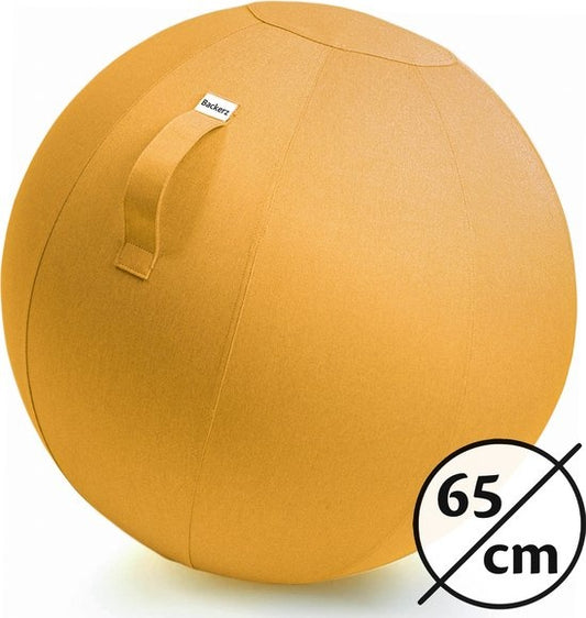 Bckz Zitbal Linnen 65 CM - Zitballen met Hoes - Balanskruk – Luxe Yoga Bal - Ergonomische Bureaustoel Bal - Geel