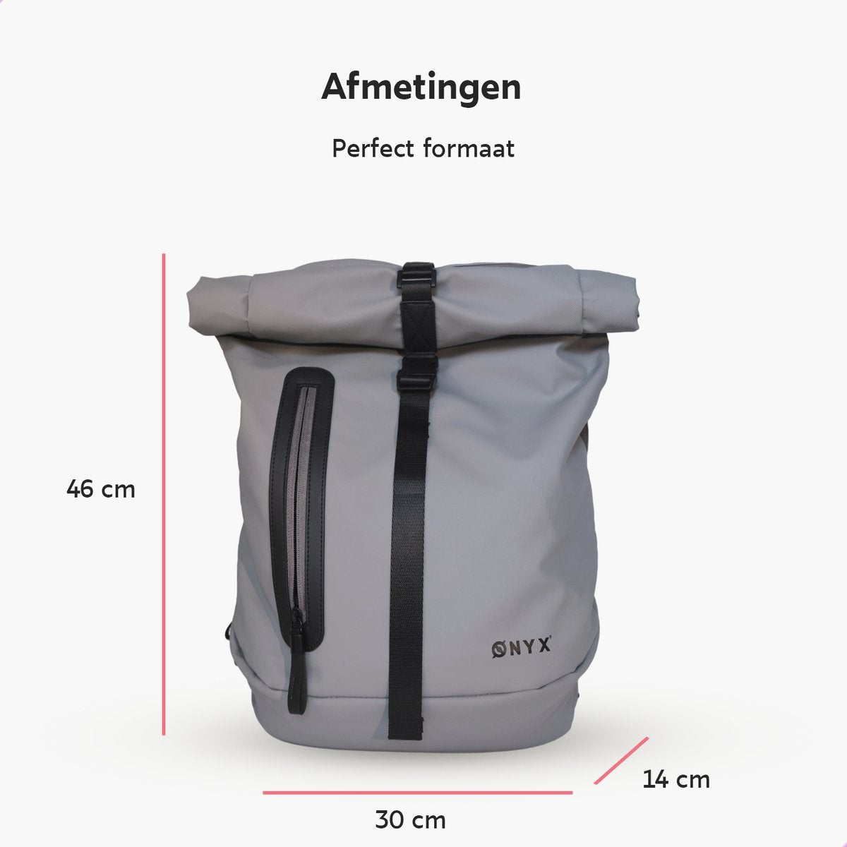 ONYX Rolltop Rugzak 25 tot 40L - Met Laptopvak - Verstelbare Rugtas - Reistas - Waterbestendig en Duurzaam - Grijs