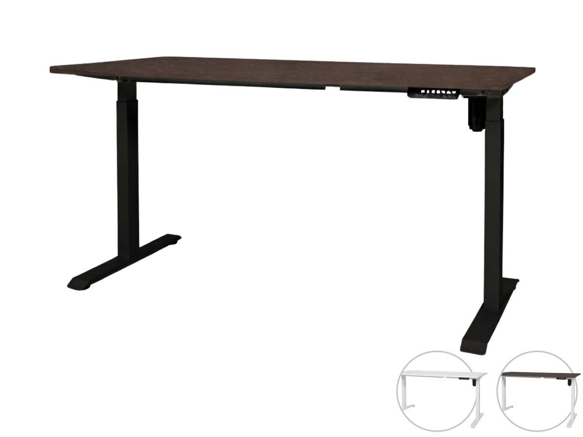 Schaffenburg Easyo elektrisch zit/sta bureau 140x70 Bruin blad zwarte poten