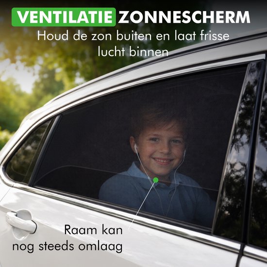 Travelhawk Zonnescherm Auto Baby - 2 Stuks - Zonwering Auto - UV Protectie voor Baby en Kind - Zonwering Zijruiten - Zwart