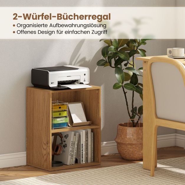 Coast Boekenkast met 2 Open Vakken – Verstelbare Plank – 42 x 29,5 x 53,5 cm – Naturel