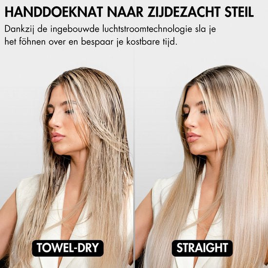 Sansbeauté® Sanstraight Stijltang Wet-to-Dry met Reisetui - 2 in 1 - Haardroger & Stijltangen - Coldshot - 80℃ t/m 140℃ - Hair Straigthener - Haartang - Haar stijltang - Lisseur Cheveux - Alternatief Stoomstijltang