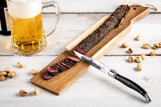 Laguiole Style de Vie Worstplank met steakmes Premium Line - Acaciahout - Zwart