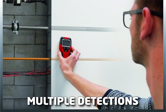 Einhell Digitale Leidingzoeker TC-MD 50 - Detectiediepte hout: 19 mm - metaal: 19 mm - ijzer: 50 mm - koper: 38 mm - geleiders: 50 mm