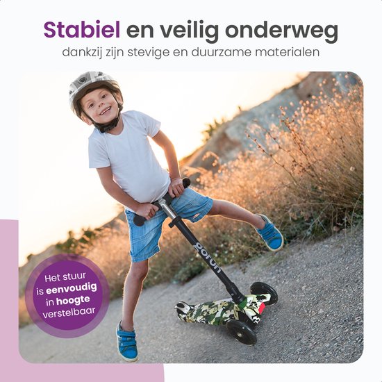 Gofun Kinderstep - Lichtgevende Wielen - Opvouwbaar - Step 3-8 jaar - Verstelbaar - Antislip - 85 x 58 x 23 cm - Zwart