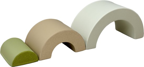 Sunny Seli Regenboog Foam Blokken – Zachte Klim- Stapel- en Speelblokken – Beige, Bruin en Groen – Softplay Foamblokken - Montessori Speelgoed – 3-delig - Vanaf 12 maanden - Veilig Spelen en Leren