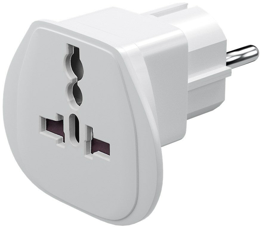 goobay  World to EU Reisadapter Wit - Type F naar UK/CH/IT/US/JP - 16A - 65 x 51 x 51 mm