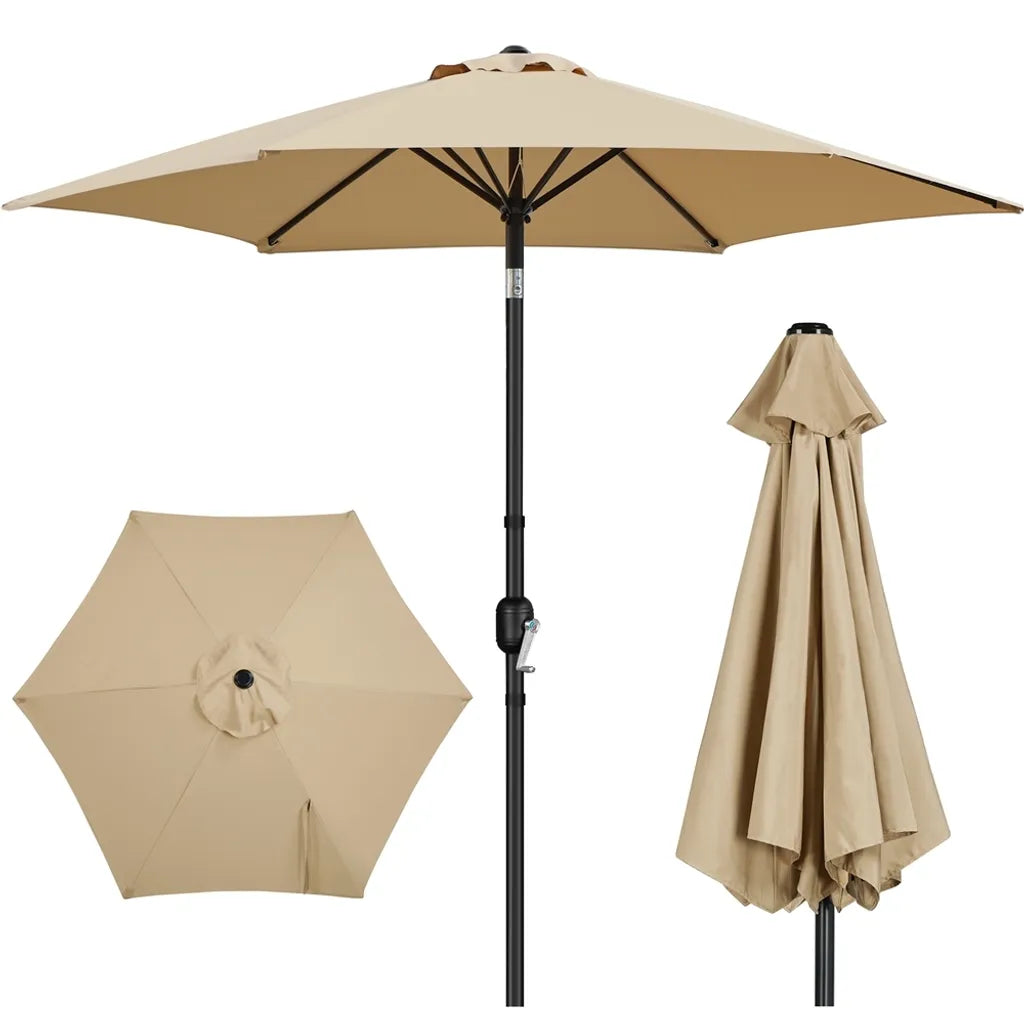 Yaheetech Tuinparasol met Kantelfunctie en Slinger - Lichtbruin - Ø 269 x 241 cm