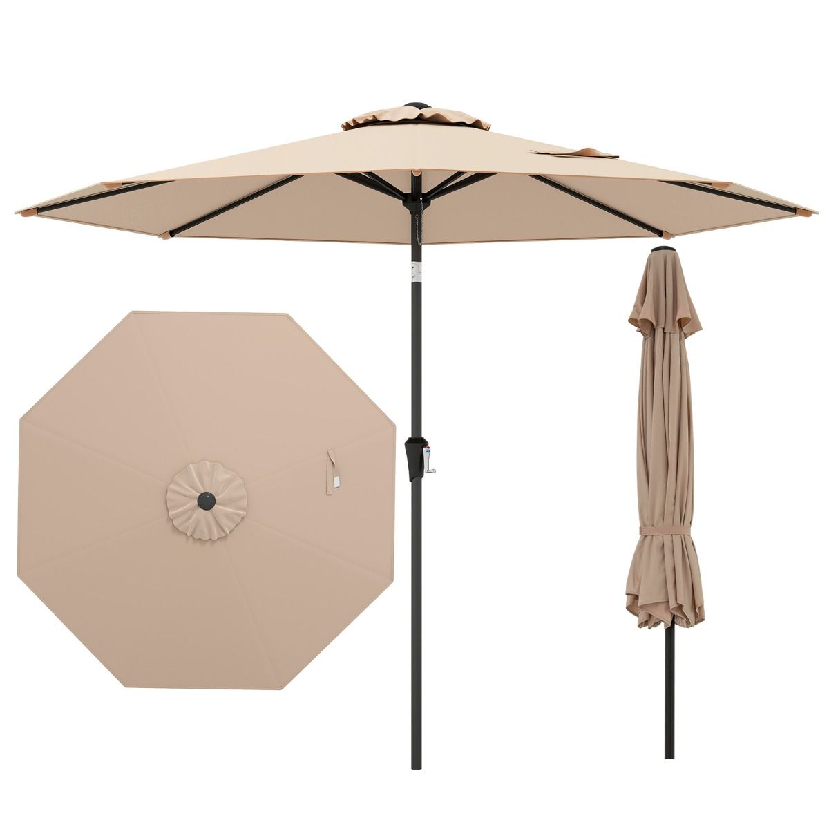 Coast Grote Terrasparasol - kantelbaar met zwengel - 270 cm - beige