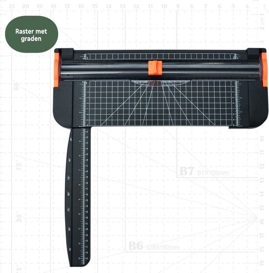 BRASQ Rolsnijmachine A4 Zwart/ Oranje- Papiersnijder met anti slip bodem - Snijmachine- Snijdt tot 8 vel