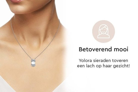 Yolora Dames ketting met Hanger - Parel en 52 Kalpa Camaka Kristallen - Zilverkleurig - 18K Witgoud Verguld - Vrouwen Collier Zilver - Sieraden - Luxe Giftbox - Geschenkdoos - Cadeau doos - Exclusieve Geschenkverpakking - Mooie Cadeauverpakking