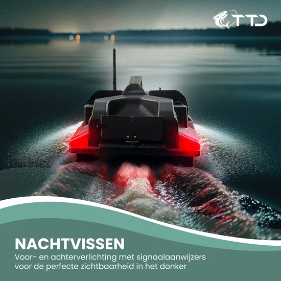 TTD® Premium GPS Voerboot voor Karpervissen met Reistas - 500 Meter Bereik - Cruise Control - Hook Release - 40 GPS Posities - Drie Voerbakken - 2 kg Capaciteit - 2x 12000 mAh Batterij - Visboot - Karper Boot - Vissersboot