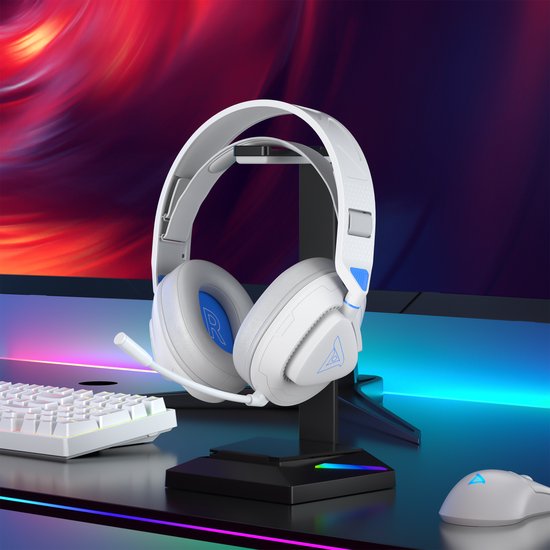 TAIDU THS318 2.4GHz Draadloze Gaming Headset - Over ear koptelefoon - met microfoon - Geschikt voor PC/PS4/PS5, Nintendo Switch - Wit