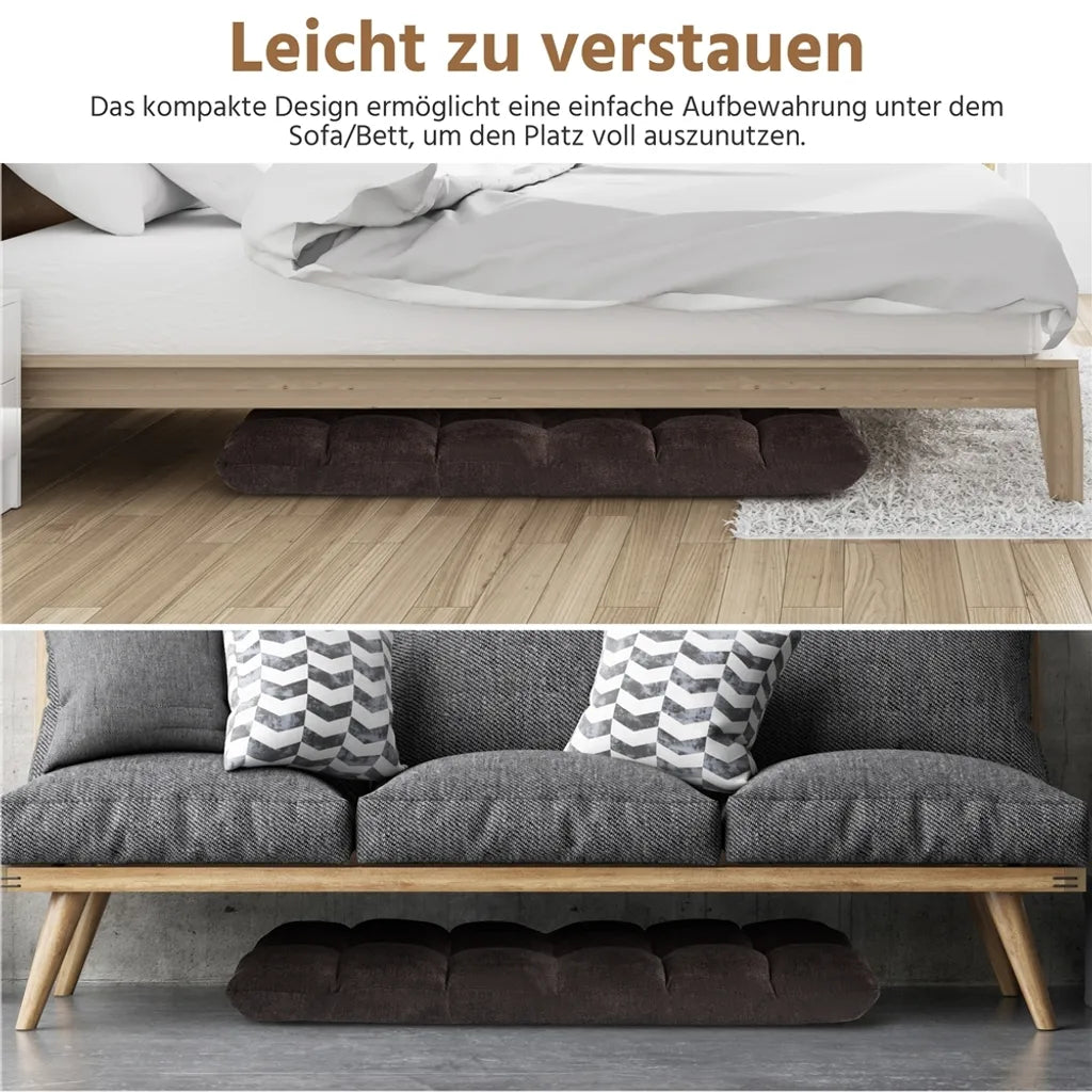 Yaheetech Vloerstoel Verstelbaar - Bruin - Opvouwbare Relaxstoel met 14 Verstelbare Posities