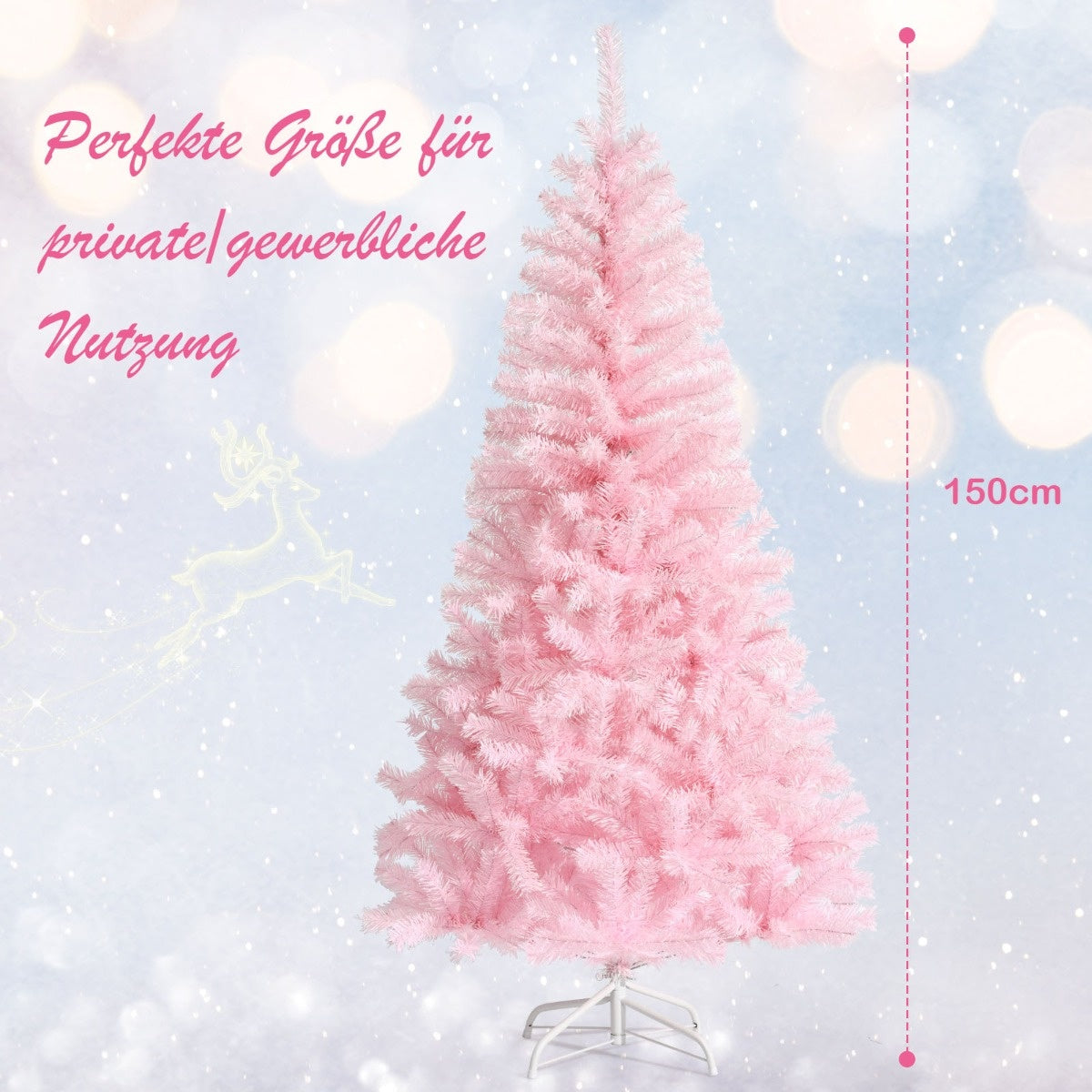 Coast Kunstkerstboom Roze – 75 x 75 x 150 cm – Met Glittertakken en Opvouwbare Metalen Standaard