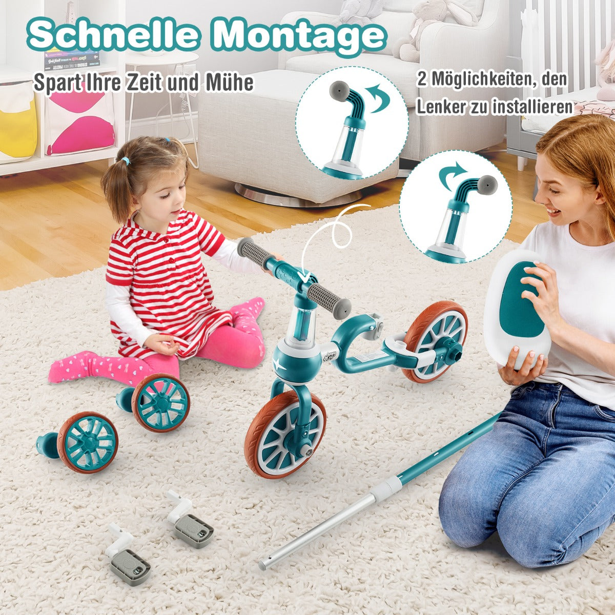 Coast Kinderfiets - 4-in-1 - Verstelbaar - 37 x 72 x 101cm - groen