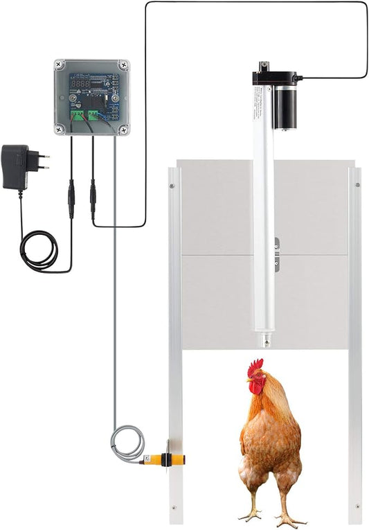 CO-Z Automatische Kippenluik met Tijdklok - Zilver - 60 x 30 cm - Infraroodsensor - Afstandsbediening tot 40 m - IP44 - Aluminium