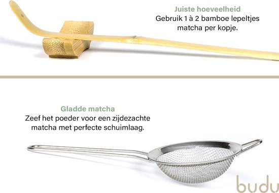 Budu Matchatset 7-delig - Matcha klopper - Matcha kom - Matcha Wisk - Matcha starterkit - Zeef - Cadeauset Matcha - Kerstcadeau