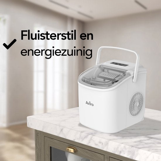 Aviro IJsblokjesmachine - 1,3L - Met IJsschep - Zelfreinigingsfunctie - 12KG / 24U - 9 Blokjes / 6 Min - Wit