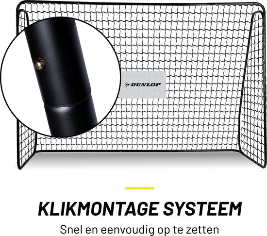 Dunlop Voetbaldoel - 300 x 205 x 120 cm - Buitenspeelgoed voor Kinderen en Volwassenen - Snelle Montage - Voetbal Training Doel - Metaal - Zwart