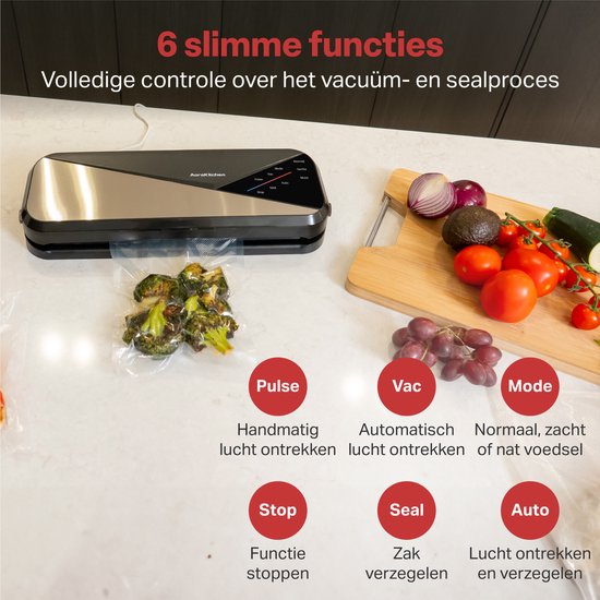 AoraKitchen Vacumeermachine - Vacuummachines - 6 Functies - Incl. 20 Vacumeerzakken & Vacuum Slang