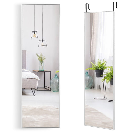 Coast 37 x 120 cm Volledig lichaamsniveau met hoogte -verstelbare hanghaken wandspiegel zilver