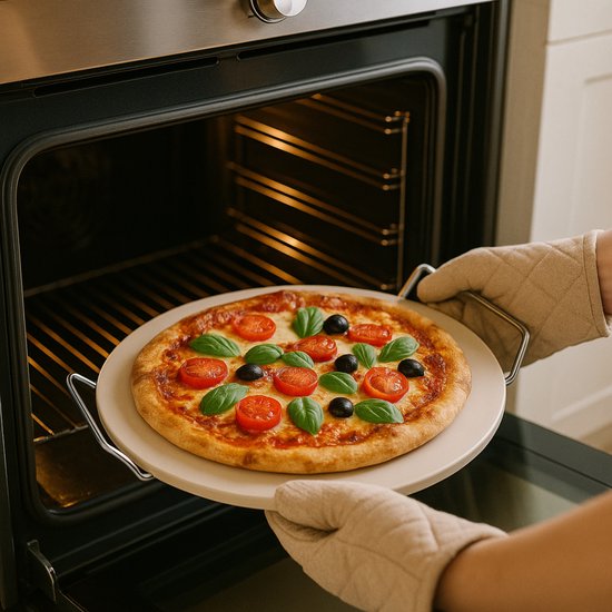 alpina Pizzasteen - Pizza Steen voor BBQ en Oven - Ø33 cm - Baksteen voor Krokante Korst - Hittebestendige Ovensteen