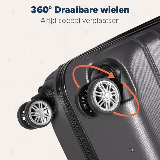 TRVLMORE Kofferset - 3 Delig - Complete Set - 38L Handbagage + 70L en 110L Ruimbagage - Donkergrijs