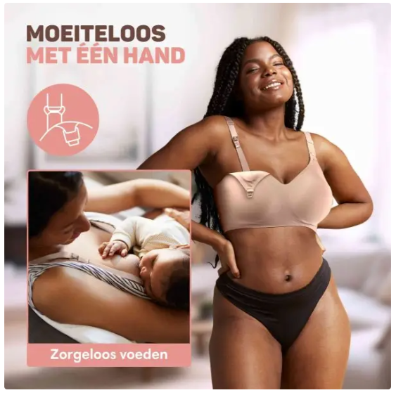 Vulpes Goods® – Voedingsbh Zonder Beugels – Maat Large – Voorzien Van Eénhandige Sluiting En Verstelbare Bandjes En OEKO-TEX® Certificering – Voor Borstvoeding En Zwangerschap – Crème Katoenmix