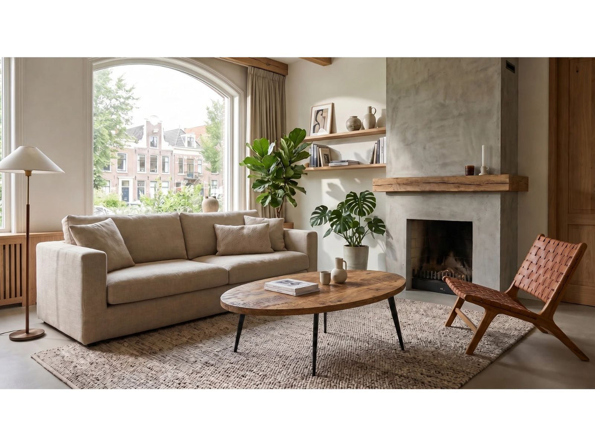 White Label Salontafel Zurich - Mangohout en ijzer - 100 cm