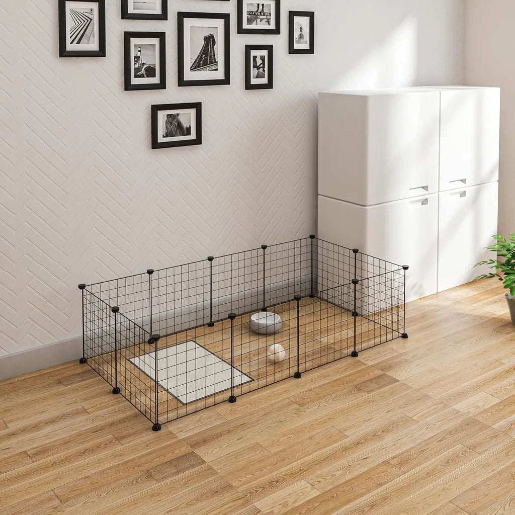 EUGAD buitenverblijf voor kleine dieren - voor binnen en buiten - zwart metalen gaas