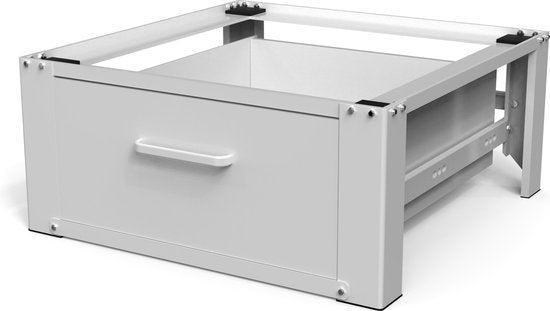 Vonia Wasmachine Verhoger - Wasmachine Verhoger met lade - Wasmachine Sokkel - Wasmachine Kast - Wasmachine ombouw - 63x54x31 - Wit